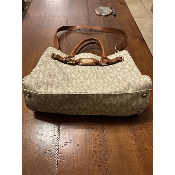 michael kors hamilton handbag large White And Brown Leather Strap - Picture 3 of 8